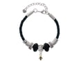thumbnail image 2 of Delight Jewelry Goldtone Mini Fleur de Lis Lil Sister Celtic Knot Leather Bead Bracelet, 7"+2" Extender, 2 of 4