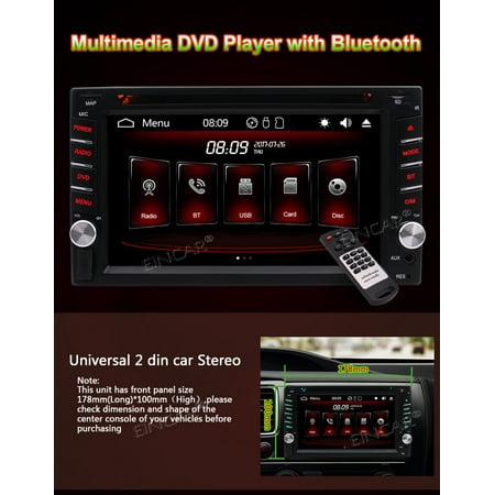 Car Stereo With Backup Camera Backup Camera Included!2 Din Headunit Car Stereo Radio with 6.2'' Capactive Touch Screen Support Colorful Button Car DVD Player 1080P Video AUX FM AM RDS Bluetooth Auto Radio USB/TF Card +Remote Con ()