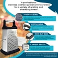 Zekpro Cheese Grater, 4Sided Stainless Steel Box Grater, Foods