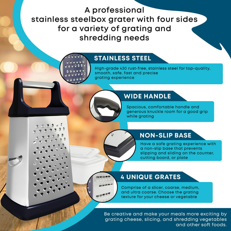 Faberware Box Grater Slicer 4 Way Steel Cheese Grater Handy Carry