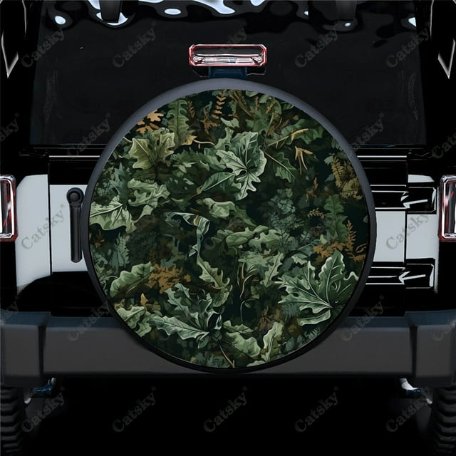 Realistic Forest uflage Pattern Polyester Universal Spare Wheel Tire Cover Wheel Covers for Trailer RV SUV Truck Camper