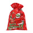thumbnail image 3 of Bolsas de regalo de embalaje de almacenamiento de saco de Papá Noel con cordones de Feliz Grinchmas a cuadros rojos, 3 of 3
