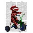 thumbnail image 2 of Fab Funky 26x32 White Modern Wood Framed Museum Art Print Titled - Sock Monkey on Tricycle, 2 of 4