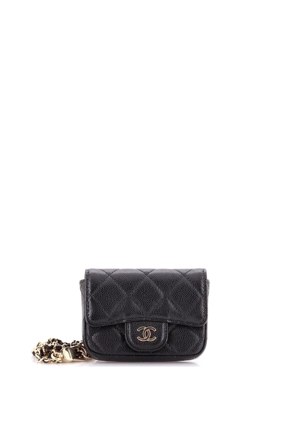 Pre-Owned Classic Flap Chain Belt Bag Quilted Caviar Mini By Rebag