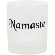 Votive Candle Holder - Frosted Glass With 'Namaste' Etching Votive Candle Holder