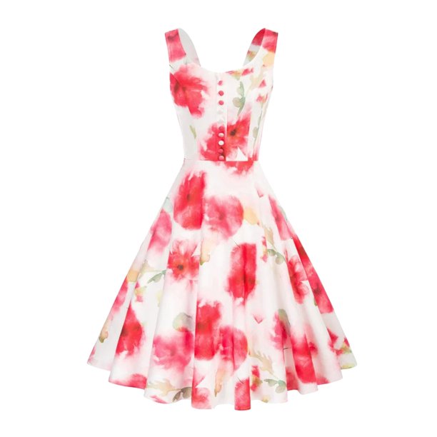 WILLBEST Vestidos Casuales para Mujer Vestido Casual con Estampado Floral para Mujer, Vestido de Verano con Cuello En U sin Mangas, Cómodo para Vacaciones, Ropa de Uso Diario, Atuendo Básico Grande