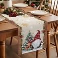 thumbnail image 2 of Christmas Cotton Linen Table Runner Xmas Dwarfs Pine Tree Snowflakes Yellow Wood Grain Dining Table Runners for Home Decor Party Dining Room Restaurant Kitchen Party 13" x 108", 2 of 9