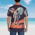thumbnail image 4 of Pofeuu Astronaut With American Flag Print Hawaiian Shirt for Men Sleeves Casual Button Down Summer Beach Dress Shirts T-Shirts,X-Large, 4 of 7