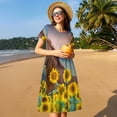 thumbnail image 4 of Disketp Horse Sunflowers para Vestido de Manga Corta para Mujeres, Vestidos de Verano para Mujeres, Casual y Holgado para la Playa, 4 of 6