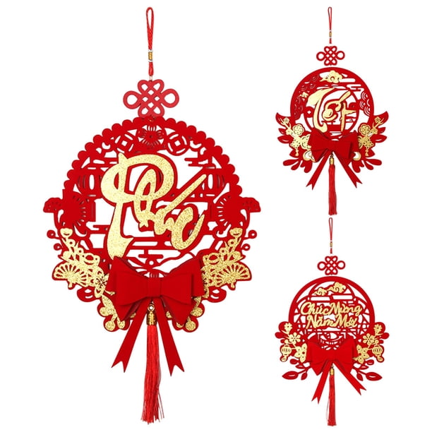 ¡No Te Lo Pierdas!, Decoración de Año Nuevo vietnamita 2024, bendición estéreo, borla, lazo redondo, decoración colgante de Año Nuevo chino, Año Nuevo chino rojo Akmoler