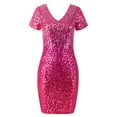thumbnail image 7 of PrettyGuide Women's Sparkly Sequin Dress Sexy V Neck Short Sleeve Mini Cocktail Club Bodycon Homecoming Dresses, 7 of 7