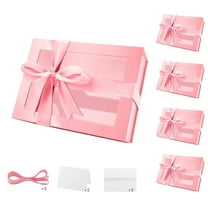PACKHOME 5 Gift Boxes with windows, 9x6.5x3.8 inches, Gift Boxes with Lids Contains Ribbons, Card