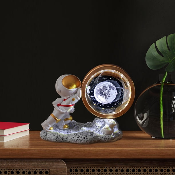 Luz de noche con bola de cristal 3D, rotación de 360 grados, lámpara de mesa con forma de globo de cristal para manualidades, guardería, dormitorio de Estilo C