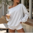 thumbnail image 4 of HappyYEE Women’s off the Shoulder Sweatshirt -Oversized Long Sleeve Versatile Sweatshirt - Fall Fleece Lined Daily Casual Layering Tops S, 4 of 7