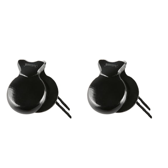 2 Pcs Wood Flamenco Dance Castanets with String Percussion Musical Instrument