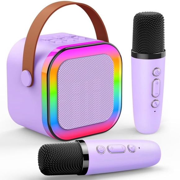 ATOPDREAM Kids Karaoke Machine, With Dual Microphones, Bluetooth Speaker Toy (5.0), RGB Controllable Lights (Purple)