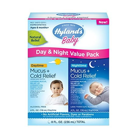 Hylands Baby Mucus and Cold Relief Day & Night Value Pack 8oz (Best Cold Meds For Toddlers)