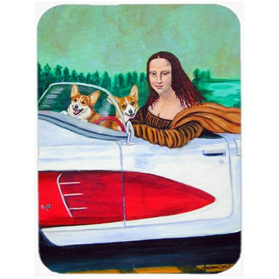 Mona Lisa with Corgi Glass Cutting Board - Large, 15 x 12 in.