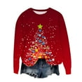 thumbnail image 3 of Christmas Sweatshirts Women Long Sleeve Pullovers Christmas Tree Graphic Tops Fleece Brushed Sweatshirt Santa Claus Shirts Shining Lights Clothes Loose Casual Outfits Garland Top, 3 of 4