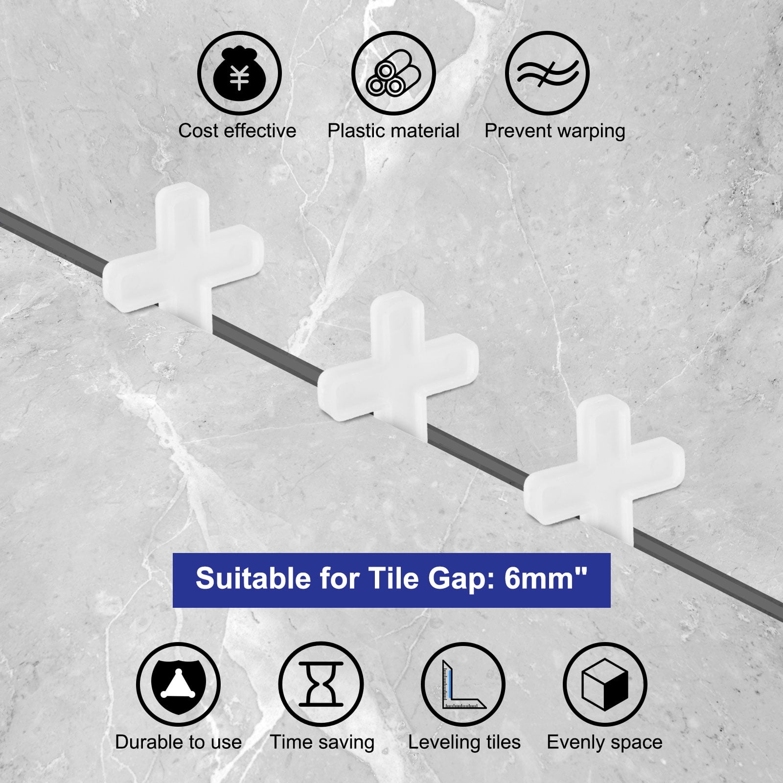 800Pack Tile Spacers, 6mm 1/4" Cross Shape Wall Floor Tile Spacer, White