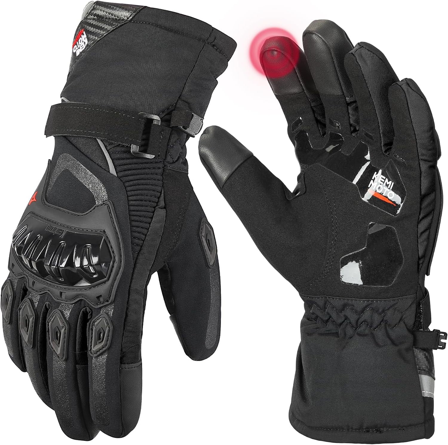 KEMIMOTO Thermal Winter Motorcycle Gloves Riding Gloves Warm Touchscreen for Men Women ATV UTV Snowmobile - Red, XX-Large