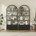 thumbnail image 2 of ModFurne Arched Bookcase with Doors,71" Tall Arched Bookshelf, 4-Shelf Open Display Bookshelf, Freestanding Storage Unit for Living Room/Office, Black, 2 of 7
