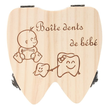 

NUOLUX 1 Pc Baby Teeth Keepsake Box Tooth Fairy Holder Wooden for Kids (Wood Color)