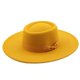thumbnail image 1 of Sombrero de jazz de ala ancha de lana de otoño e invierno de 9,5 cm para hombres y mujeres, sombrero de fieltro negro con parte superior cóncava, 1 of 6