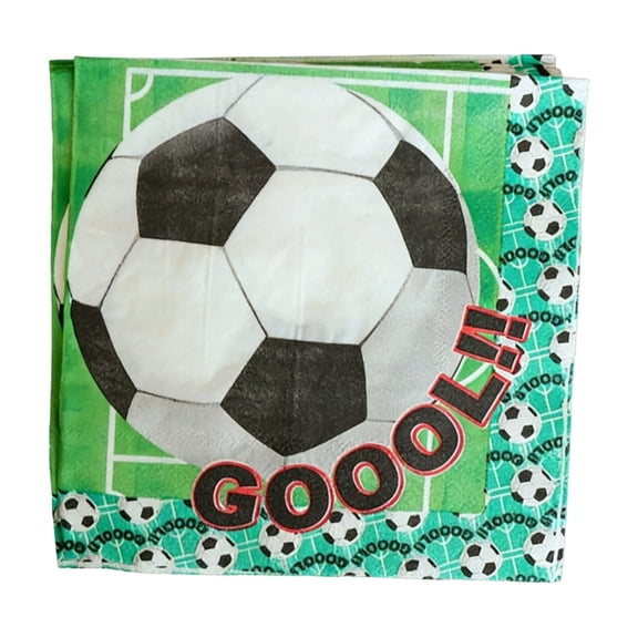 Deeceymbur 20 Count Soccer Themed Paper Napkins for Sports Party Birthday Game Day Celebration Supplies Decorations Disposable Dinner Cocktail Napkins Bulk Table Decor