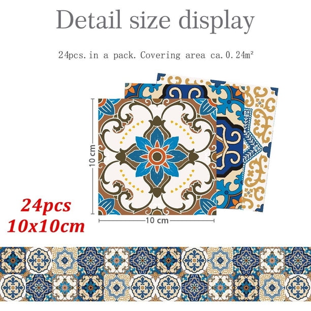 Stickers muraux - Sticker Mural Carrelage adhésif Cuisine Salle de Bain - 24 STICKERS CARRELAGES RUVIONA - 24stickers10x10cm | Leroy Merlin