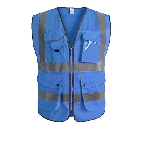 XIAKE High Visibility Reflective Vest with 8 Pockets and Zipper ANSI/ISEA Standard 2 Pack Safety Vest
