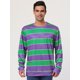 thumbnail image 2 of Camiseta de manga larga Lars Amadeus Cuello redondo a rayas para hombre Verde púrpura S, 2 of 6