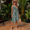 thumbnail image 4 of HELLHERO Sleeveless Sundress, Floral Theme Side Pockets Summer Sleeveless Dress, Pleated Round Neck Summer Sleeveless Dresses for Outdoor Beach Vacation, 4 of 8