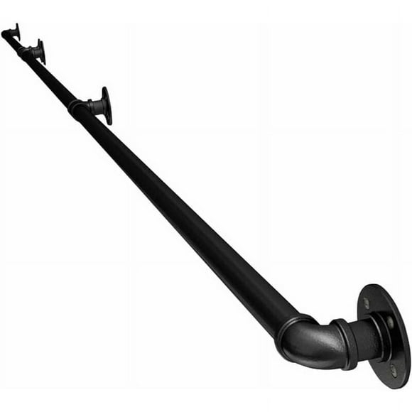 Industrial Pipe Handrail for Stairs, Heavy Duty Iron with Multipurpose Versatility for Lofts Attics Bathrooms in Matte Black Finish (30cm)