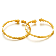 ETHLYN JEWELRY 2pcs/lot 18K Gold Plated Girls /Boys/Toddlers/Kids Adjustable Cuff Bangles Bracelet Birthday Gifts