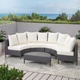 thumbnail image 6 of Noble House Newton 5 Piece Outdoor Wicker Sectional Sofa Set in Gray, 6 of 23