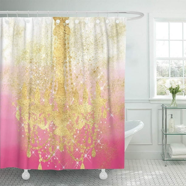 CYNLON Pink Ombre Gold Sparkle Chandelier Chic Glam Glitzy Girly