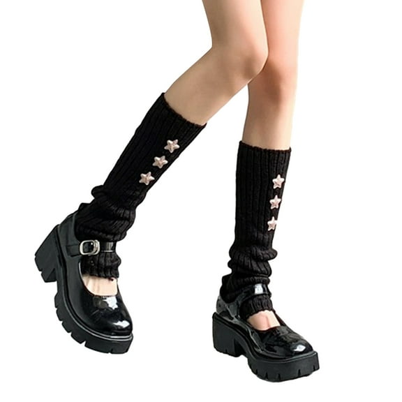 Milue Women Y2K Star Leg Warmers Lolitas Leg Warmers Winter Knee High Footless Socks