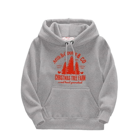 

Boys Sweatshirts & Hoodies Toddler Kids Girls Boys Christmas Trees Letters Prints Drawstring Pullover Hooded Comfortable Tops Loose Long Sleeve Blouse With Pocket Sweatshirt Grey 3 Years-4 Years