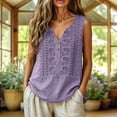 thumbnail image 2 of VBVC Women's Embroidered Henley Tank Tops , Ladies' V-Neck Sleeveless Blouses , Button Down Summer Shirts For Women,Purple,S-2XL, 2 of 10