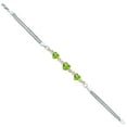 thumbnail image 3 of Gem Stone King 925 Sterling Silver and 10k Yellow Gold Green Peridot and White Lab Grown Diamond Bracelet for Women (2.81 Cttw, Heart 7MM and 6MM, 6.5/7/7.5 inch, Made in Italy), 3 of 5