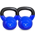 thumbnail image 1 of Yes4All 25 Pound Kettlebells, 1 Pair Vinyl Coated Cast Iron Weights for Home Gym, Blue, 1 of 7