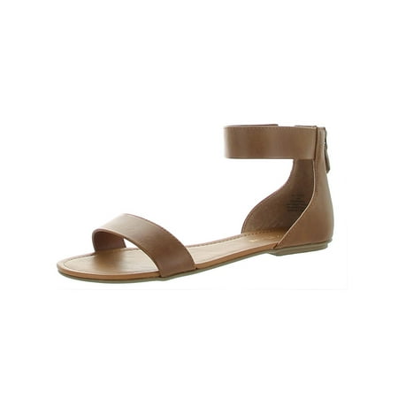 

SUN STONE Womens Brown Gladiator Inspired Ankle Strap Padded Keley Round Toe Zip-Up Dress Sandals Shoes 9.5