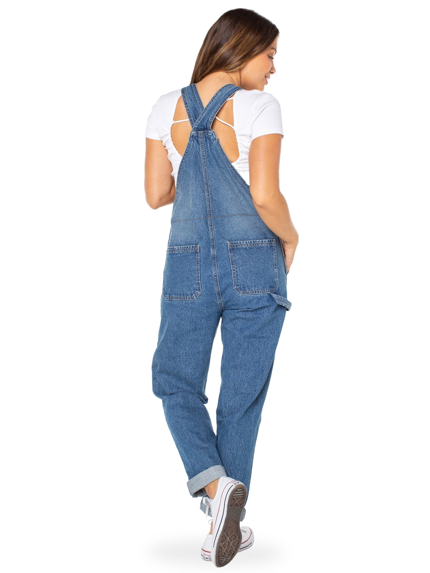 Celebrity Pink Women's Boyfriend Cuffed Denim Overall, Sizes XS-XXXL