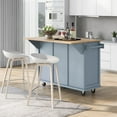thumbnail image 3 of Glavbiku Rolling Kitchen Cart with Drop-Leaf Countertop,Island Cart with 3 Drawer for Kitchen,Blue, 3 of 15