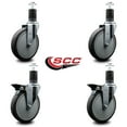 thumbnail image 2 of 6 Inch Thermo Rubber Wheel Swivel 1-5/8 Inch Expanding Stem Caster Set 2 Brakes, 2 of 2