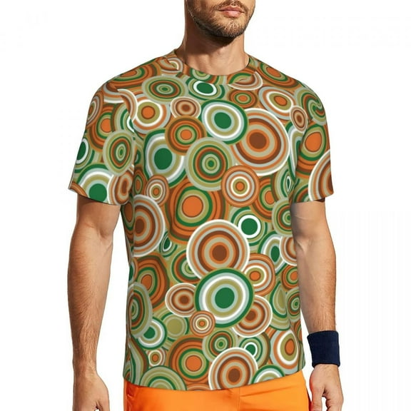 T Shirt For Men Retro 70s Circles Running Psychedelic Pattern Harajuku T-Shirts Couple Streetwear Ts