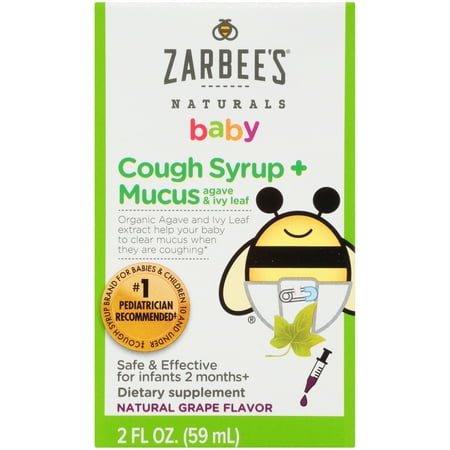 Zarbee's Naturals Baby Cough Syrup + Mucus, Natural Grape, 2 fl (Best Cough Medicine For Baby 2 Year Old)