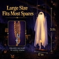 thumbnail image 4 of BESEW7 Halloween Decorations Outdoor, Large Hanging Swing Ghost with No LED Lights No Remote for Front Porch Yard Tree, 4 of 10
