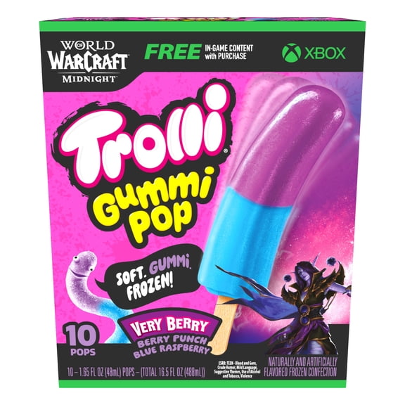Trolli Frozen Gummi Pops Sour Gummy Candy Frozen Snacks, Very Berry, 10 count